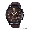 Brown Analog Dial Black Leather Band Men's Watch