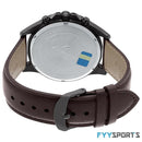 Brown Analog Dial Black Leather Band Men's Watch