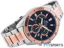 Blue Analog Dial Dual Tone Stainless Steel Band Men's Watch