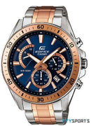 Blue Analog Dial Dual Tone Stainless Steel Band Men's Watch