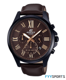 Brown Analog Dial Black Leather Band Men's Watch